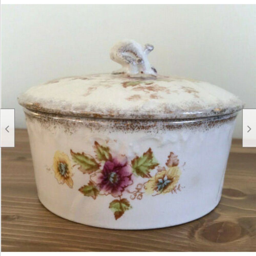 Antique Vanity Powder Jar w/ Lid Porcelain SF & Co #7 S Fielding England Pottery